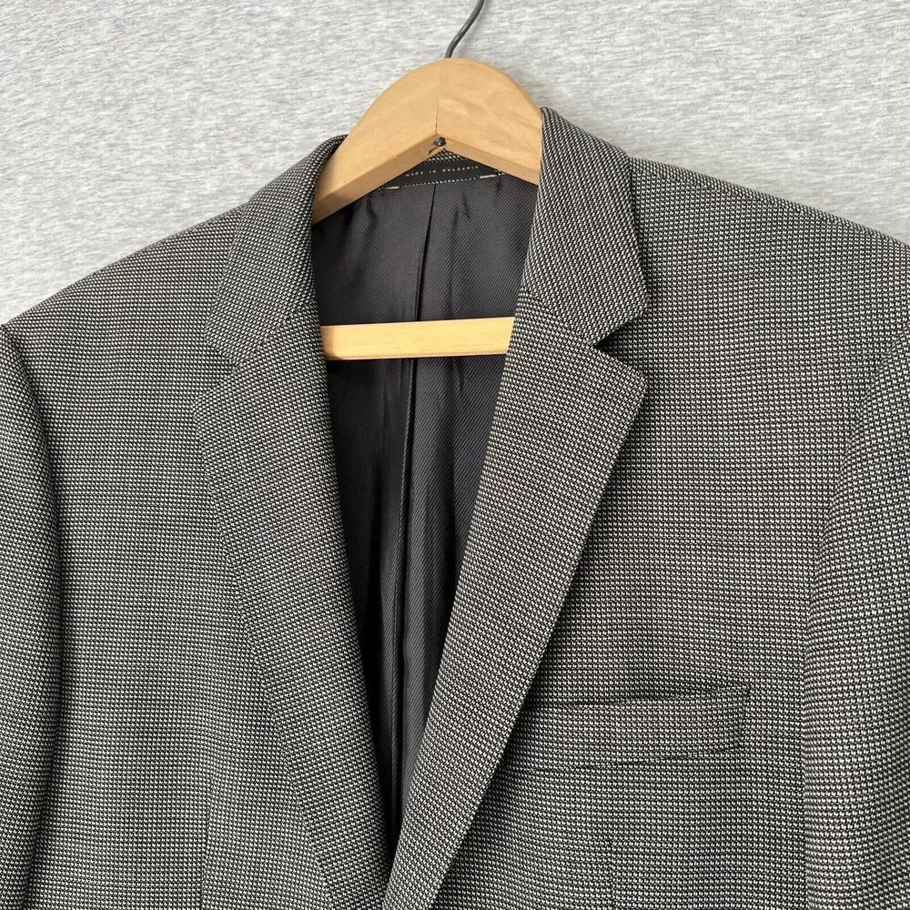 Boss‎ Sport Coat Mens 38R Black White The James4 100% Virgin Wool Blazer Jacket
